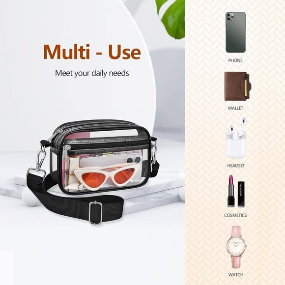 Clear Bag for Stadium Events Clear Purse with Removable Strap Transparent Bag fo - Picture 3 of 6